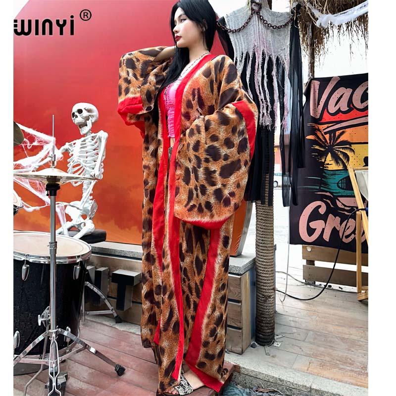Women'S Fashion Kimono - سترة نسائية مطبوعة من WINYI-Leopard ،