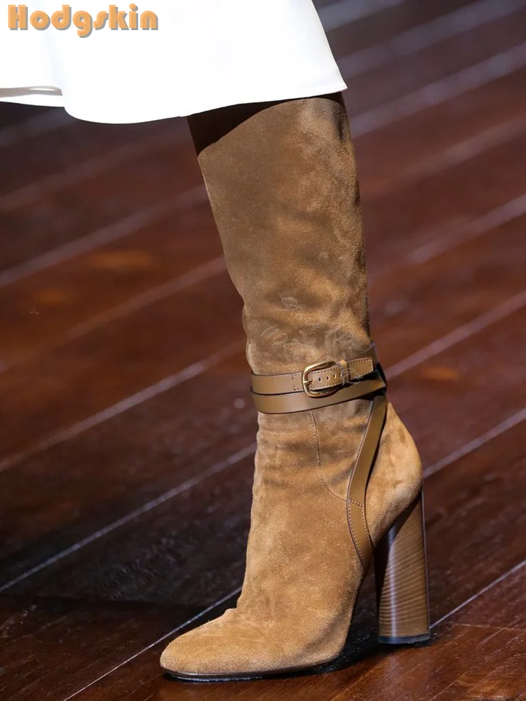 Women'S Fashion Boots 2025 - الرجعية مشبك الأشرطة الأحذية الجلد المدبوغ