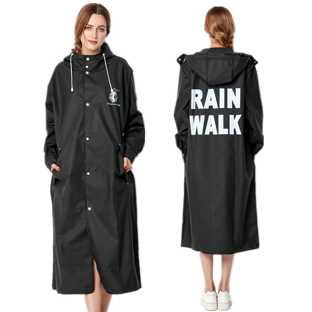 Women'S Fashion Raincoat - معطف مطر أسود للرجال والنساء ،