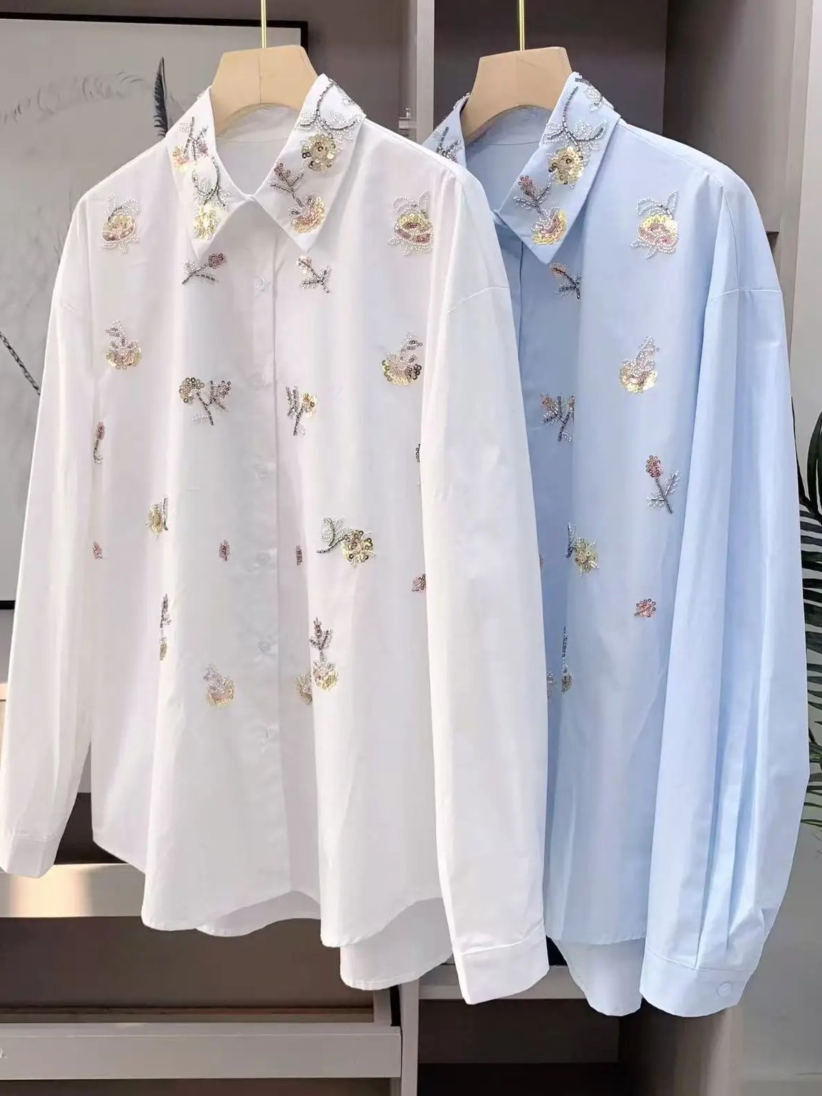 Women'S Fashion Trends 2026 Spring Summer - بلوزات قطنية فاخرة مطرزة بالترتر واللؤلؤ
