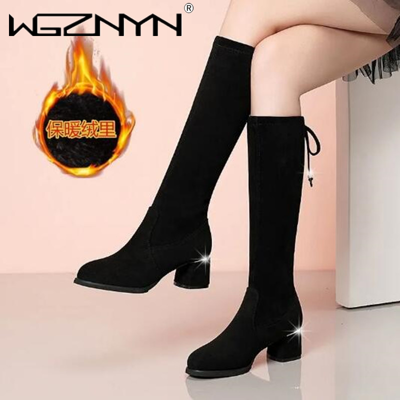 Women'S Fashion Boots 2025 - النساء الخريف الشتاء الأسود الركبة الأحذية