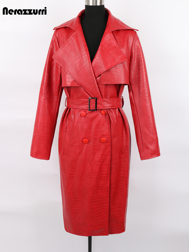 Women'S Fashion Raincoat - Nerazurri الخريف طويل فضفاض الأحمر التمساح