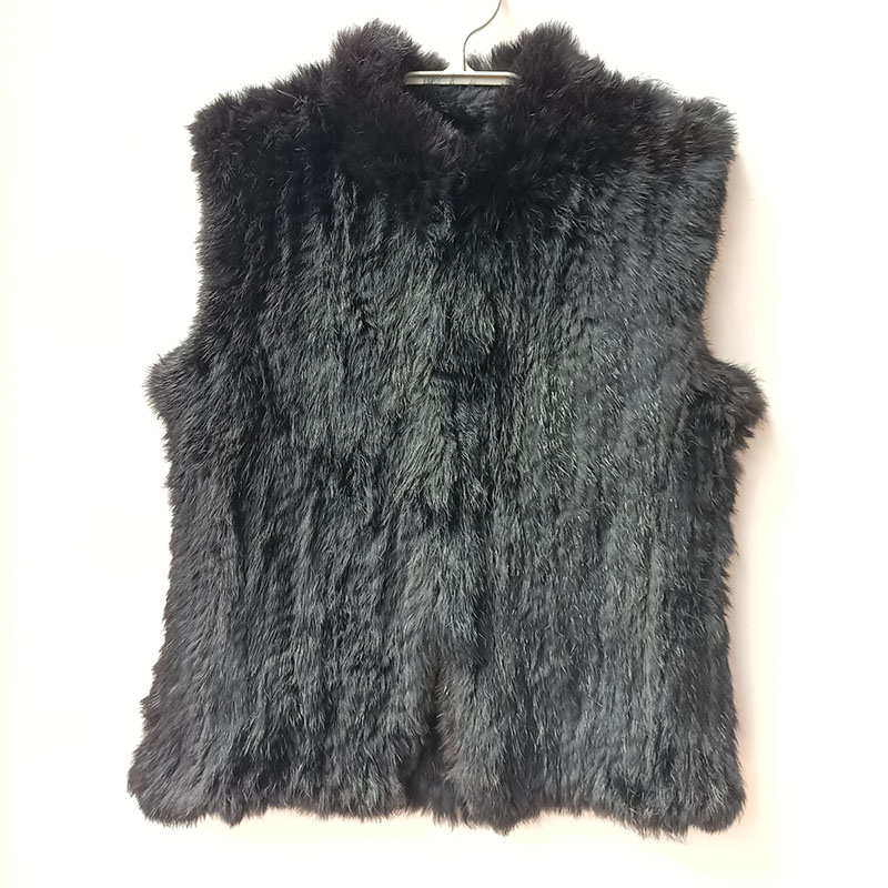 Women'S Fashion Gilet - المرأة محبوك الأرنب الحقيقي الفراء سترة