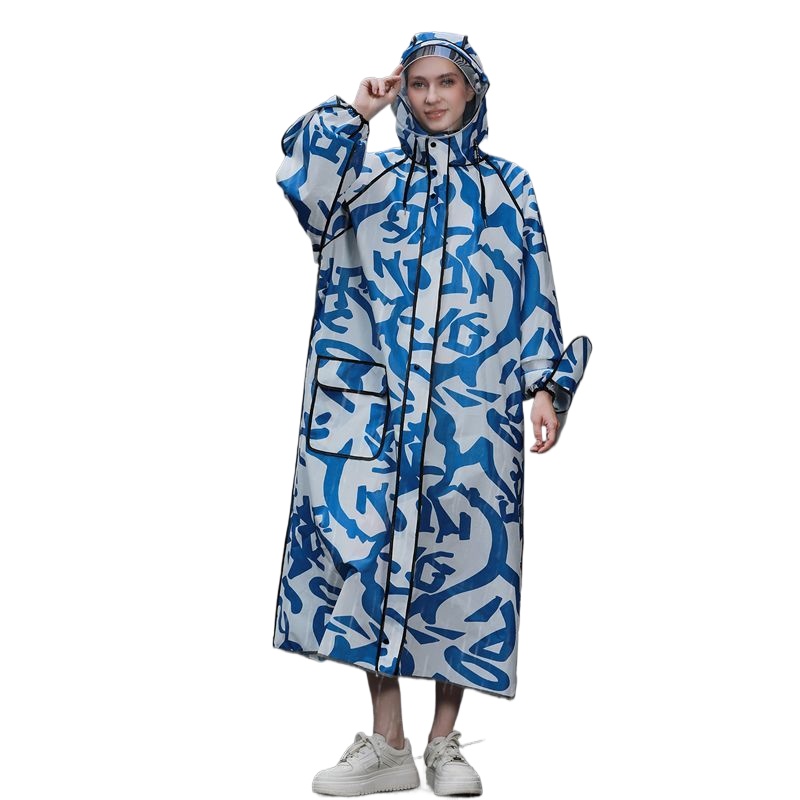 Women'S Fashion Raincoat - معطف مطر طويل مموه للبالغين، متين