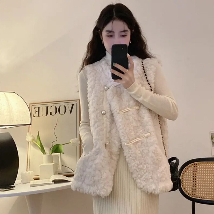 سترات نسائية من لامب قطيفة بيض - مراجعة Women'S Fashion Gilet وسعره
