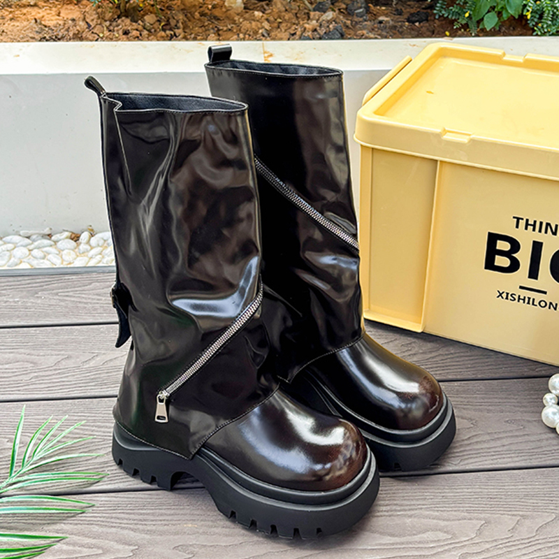 منصة الموضة أحذية من الجلد الش - مراجعة Women'S Fashion Boots 2025 وسعره