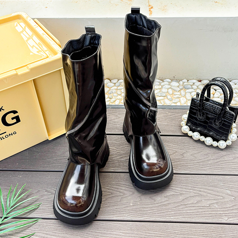 منصة الموضة أحذية من الجلد الش - مراجعة Women'S Fashion Boots 2025 وسعره