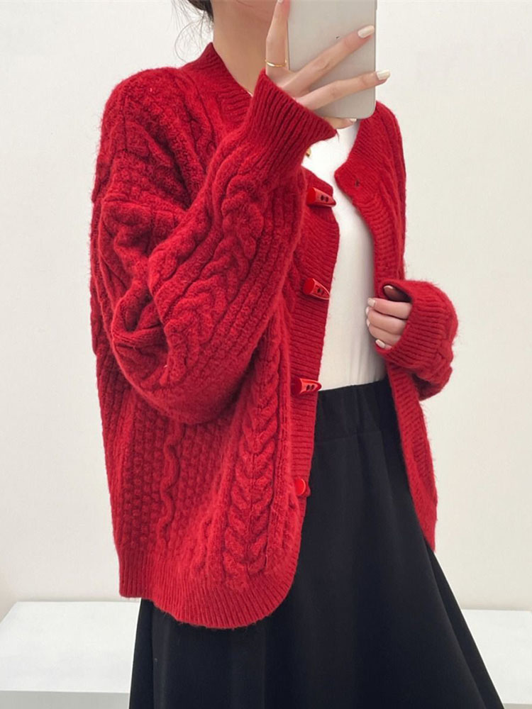 القرن زر موضة سترة محبوكة بأكم - مراجعة Women'S Fashion Gilet وسعره