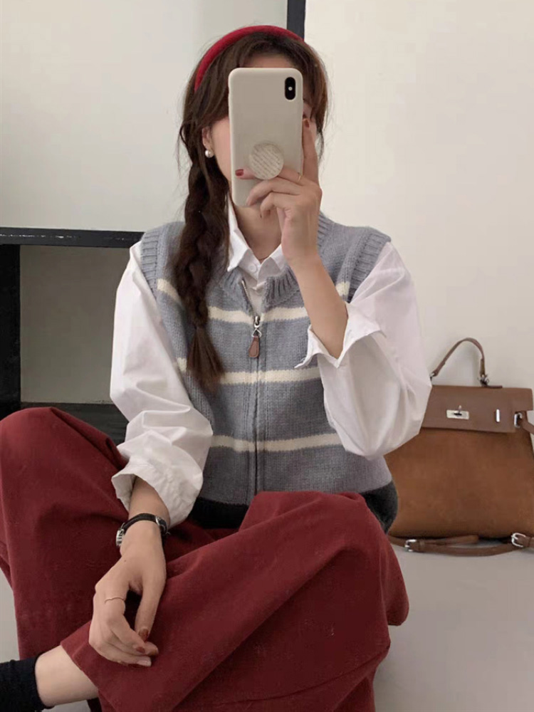 مخطط سستة سترة محبوك سترة المر - مراجعة Women'S Fashion Gilet وسعره
