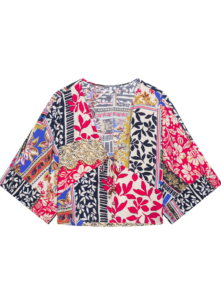 بلوزة كيمونو قصيرة مطبوعة من ا - مراجعة Women'S Fashion Kimono وسعره