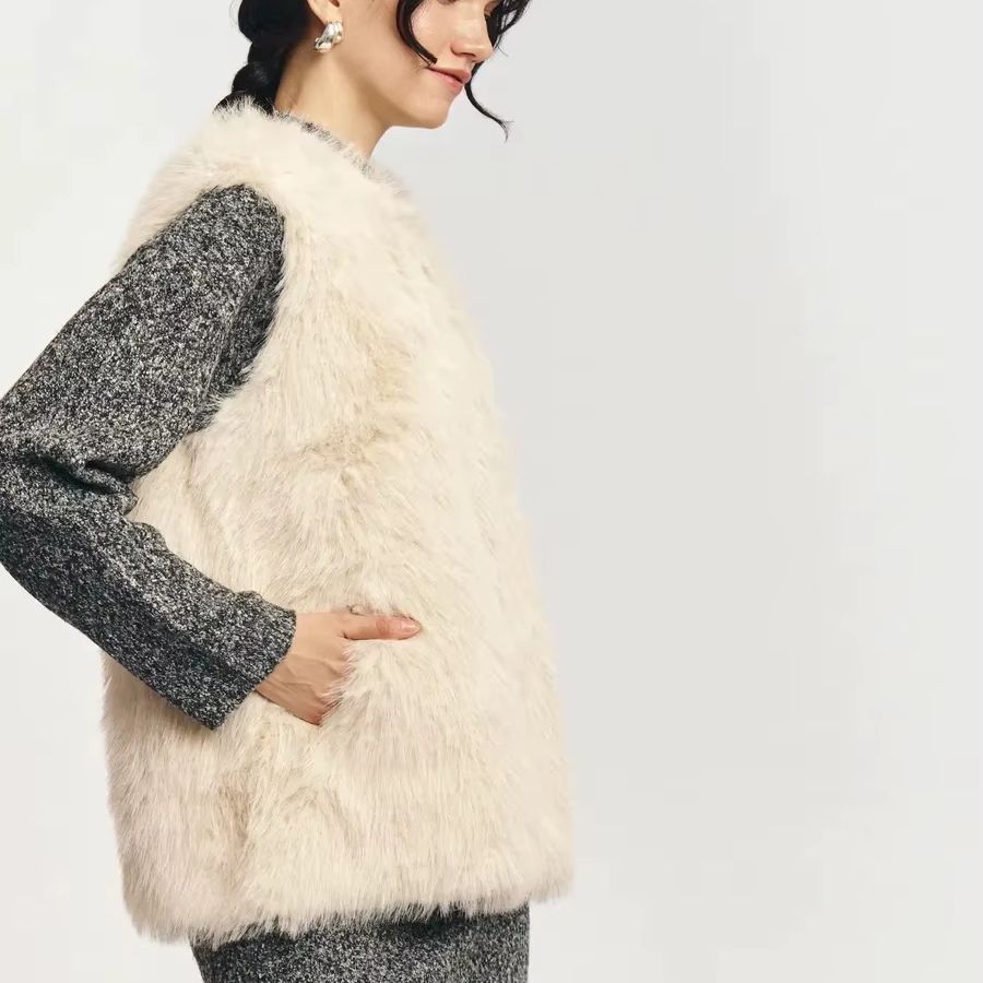 سترة نسائية فرو صناعي طويلة وف - مراجعة Women'S Fashion Gilet وسعره